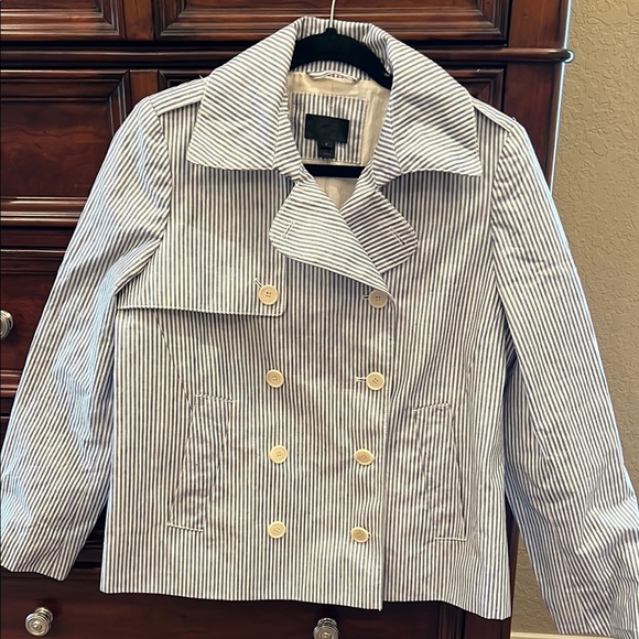 J. Crew Blue and White cropped Pea Coat with Nautical Flair - Picture 1 of 6